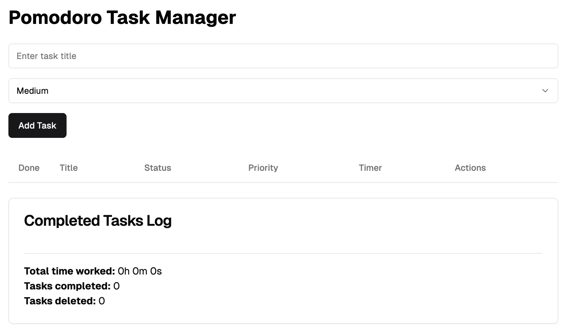 Pomodoro Task Timer Modified